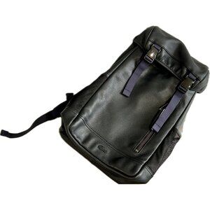 Lacoste Black Leather Backpack